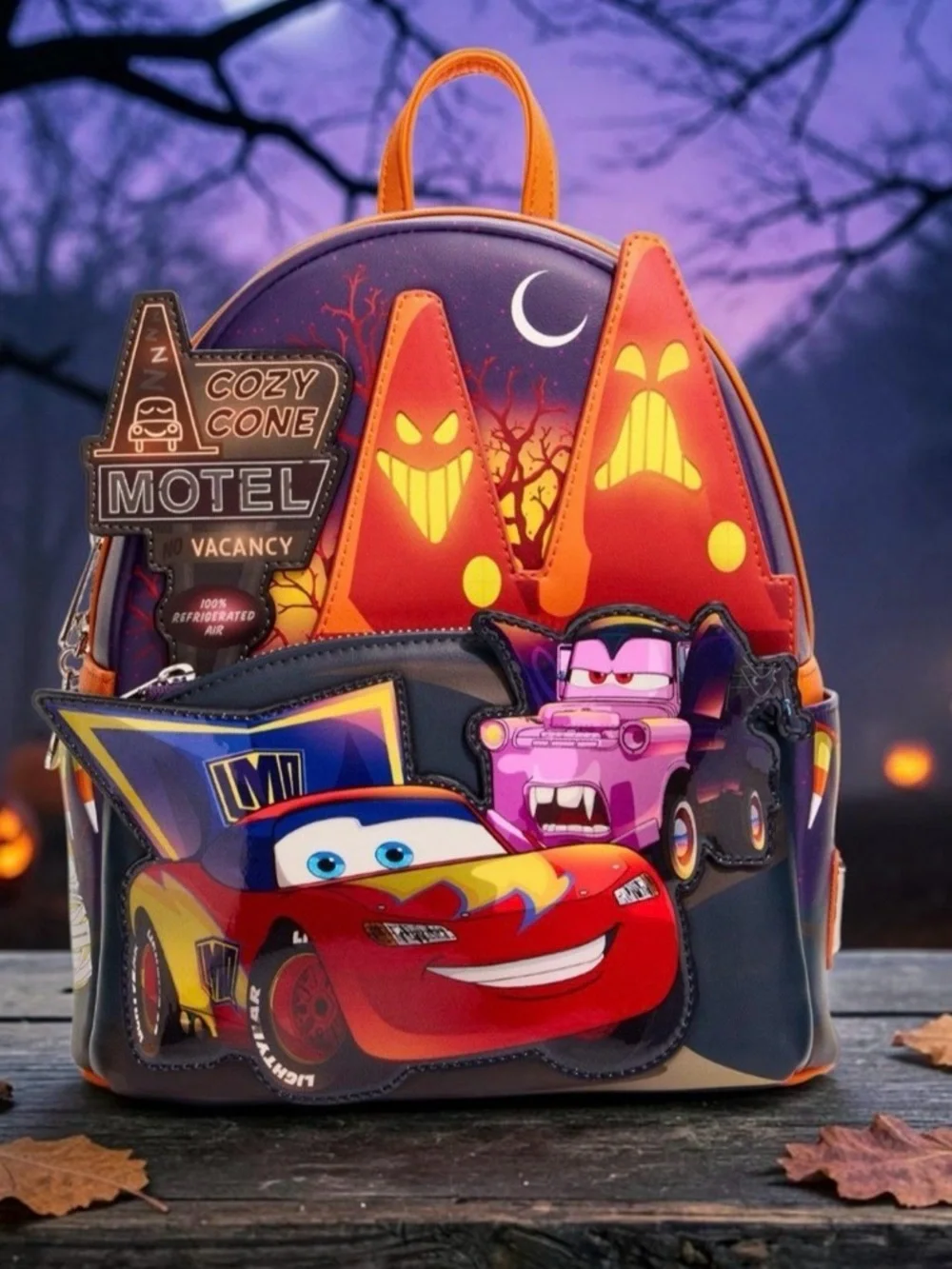 Loungefly Lightning McQueen Halloween Mini Backpack - Red, Purple, Orange, Pink - Picture 7 of 7